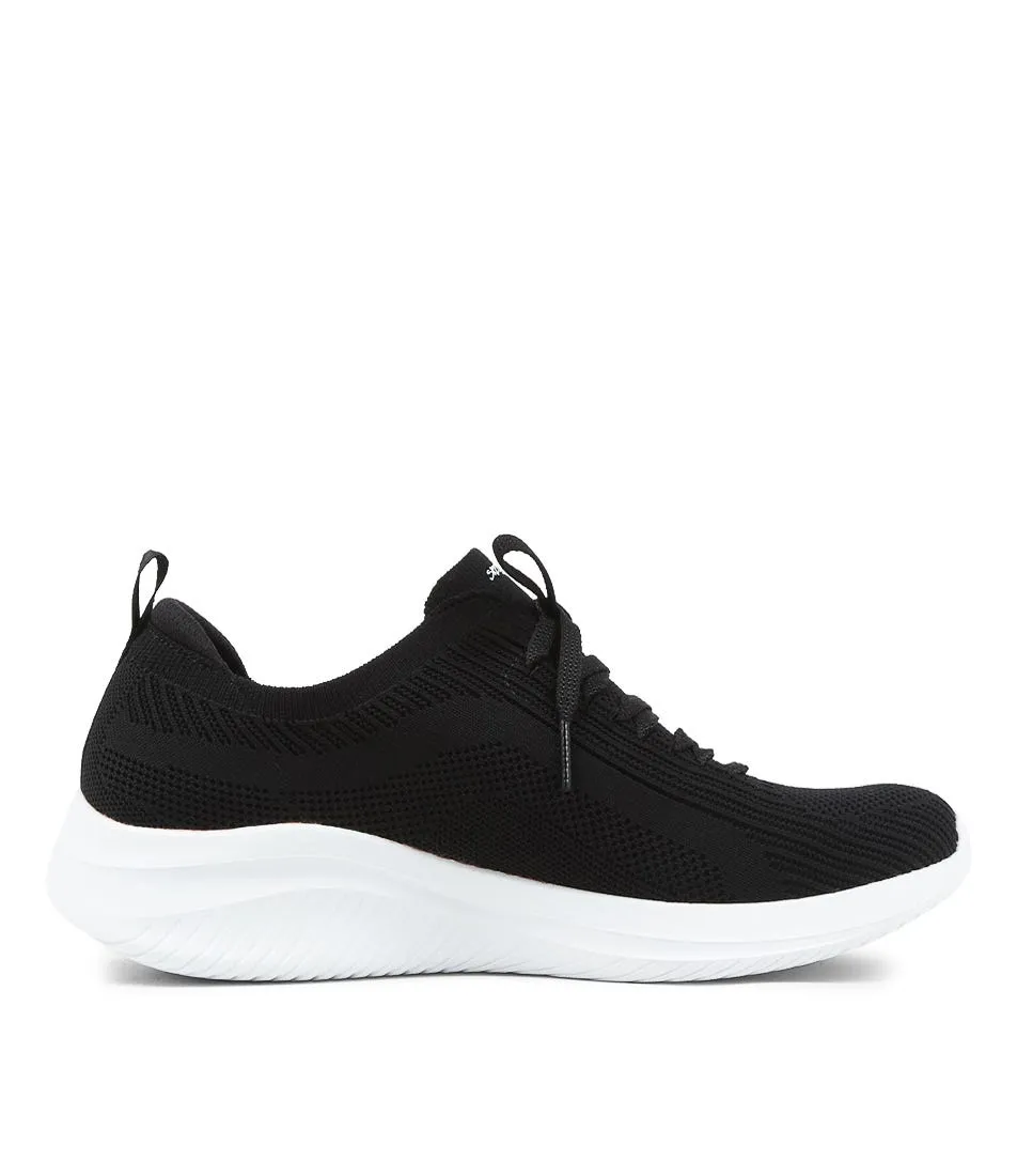 SKECHERS Ultra Flex 3.0 Black White Knit Sneakers