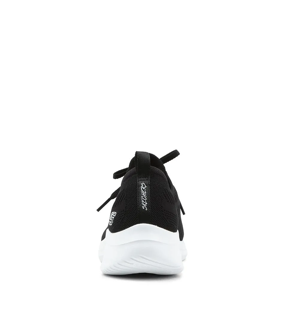 SKECHERS Ultra Flex 3.0 Black White Knit Sneakers