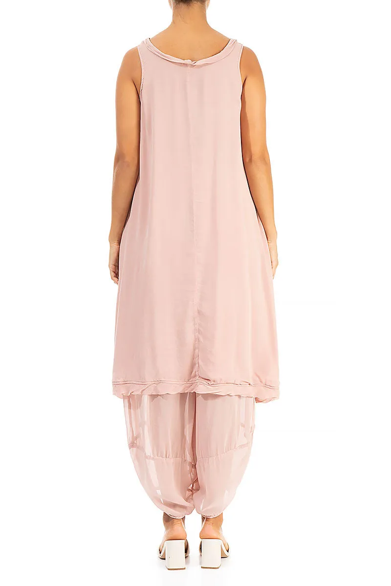 Sleeveless Pink Silk Tunic