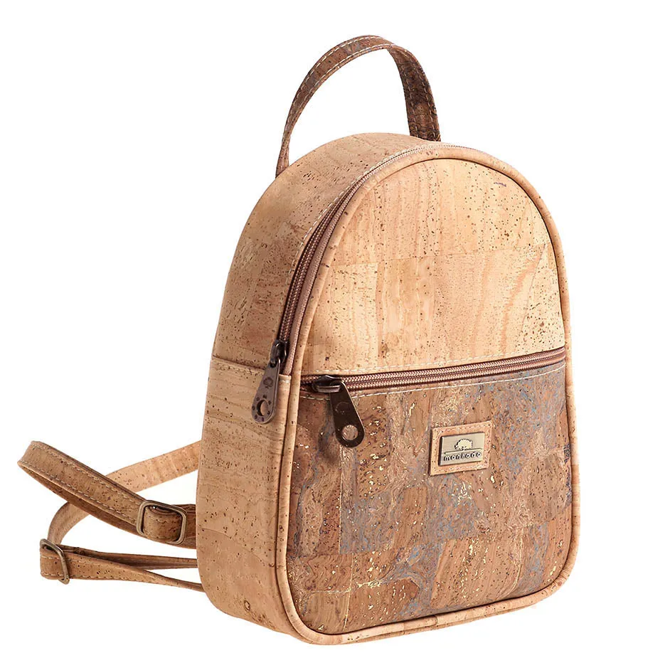 Small Cork Backpack Dark Camel