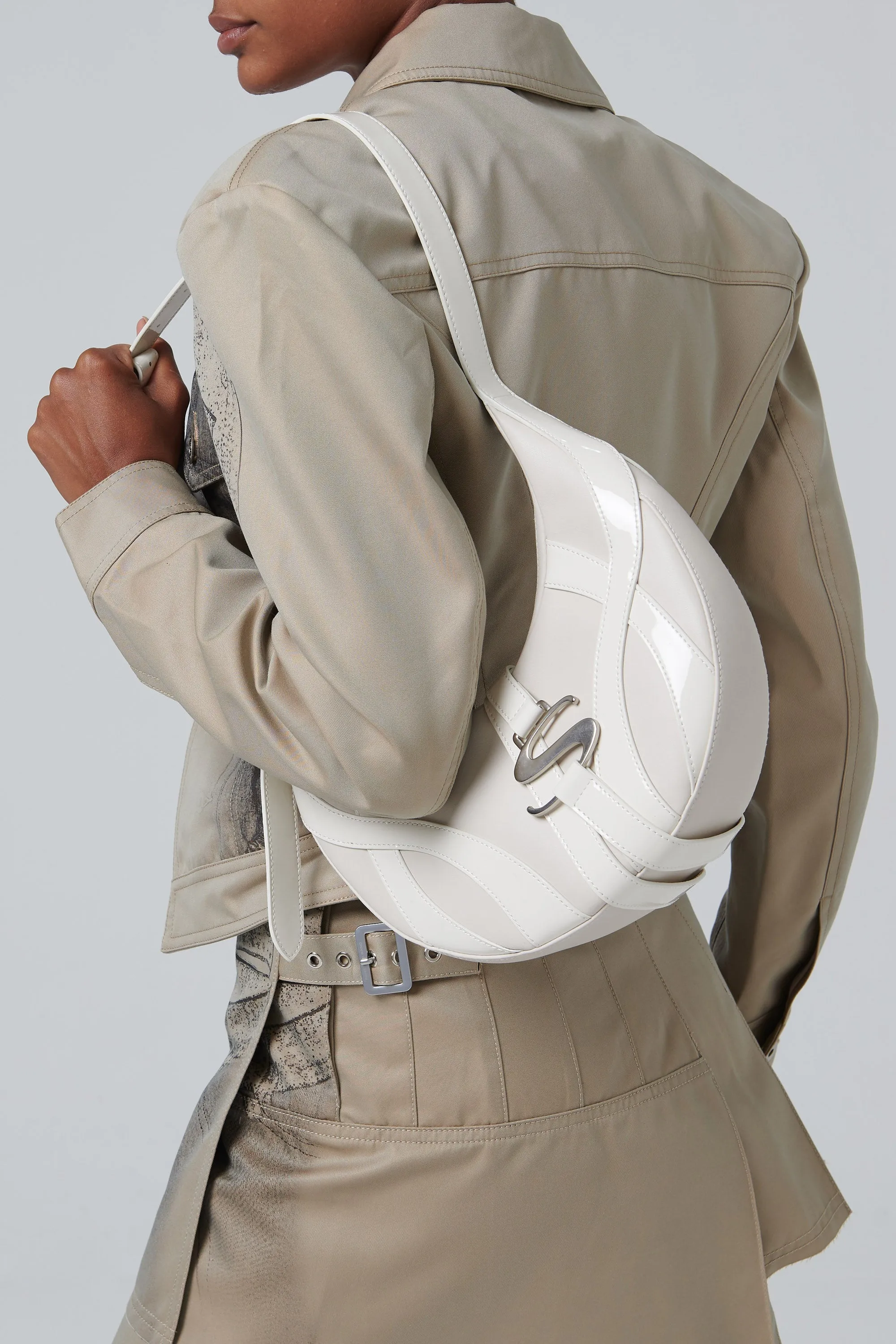 SRVC  White Cable Cross Body Bag