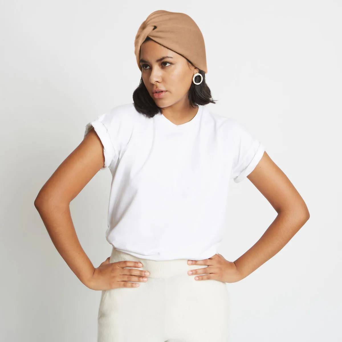 Stacy Cashmere Turban Hat - Caramel