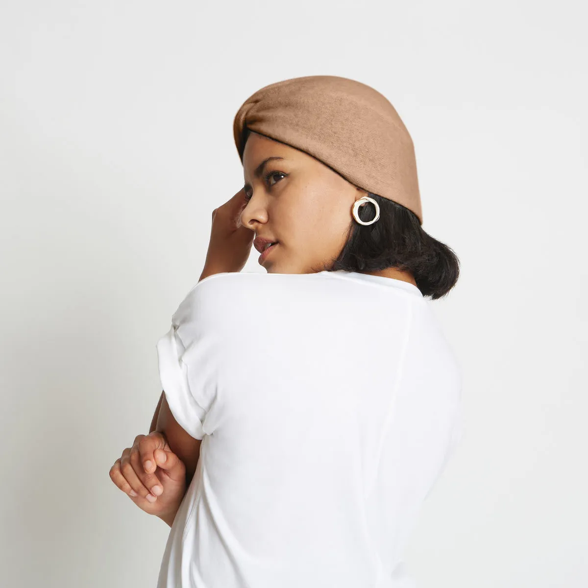 Stacy Cashmere Turban Hat - Caramel