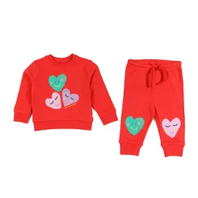 Stella Mccartney 2-Piece Red Fleece Tracksuit For Baby Girls