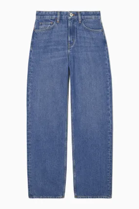 STRAIGHT-LEG LOOSE-FIT EXTRA-LONG JEANS - High waist - Long - BLUE - Ladies | H&M GB