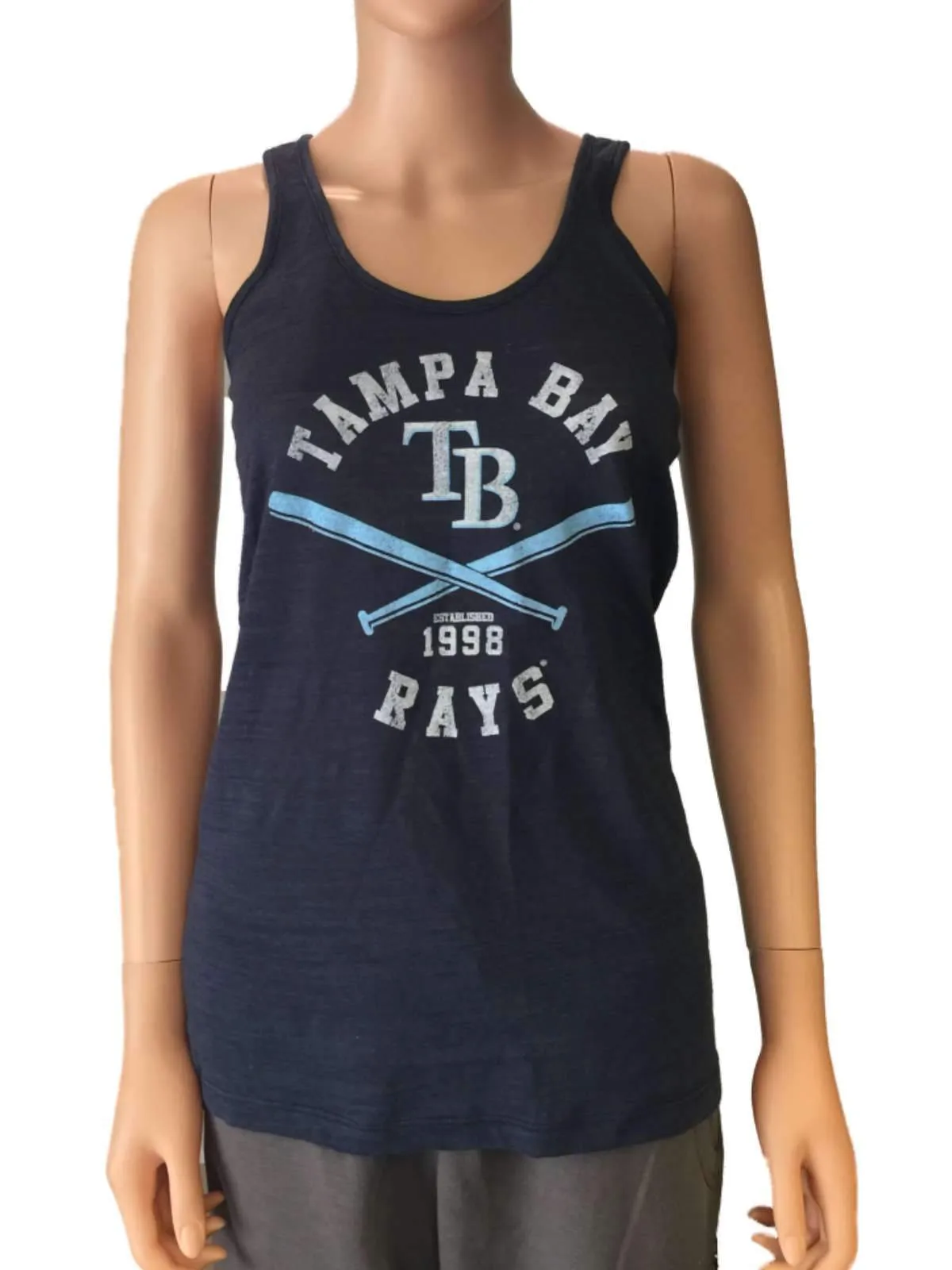 Tampa Bay Rays SAAG Women Navy Sleeveless Racerback Tri-Blend Tank Top