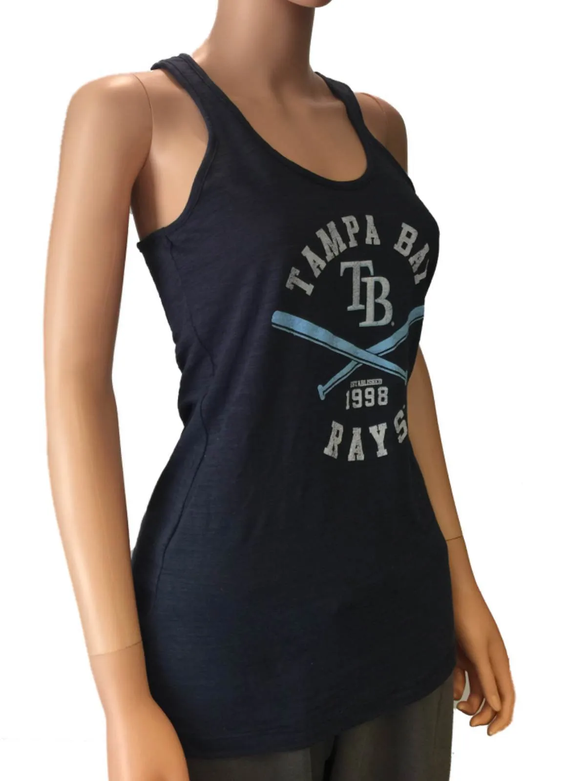 Tampa Bay Rays SAAG Women Navy Sleeveless Racerback Tri-Blend Tank Top