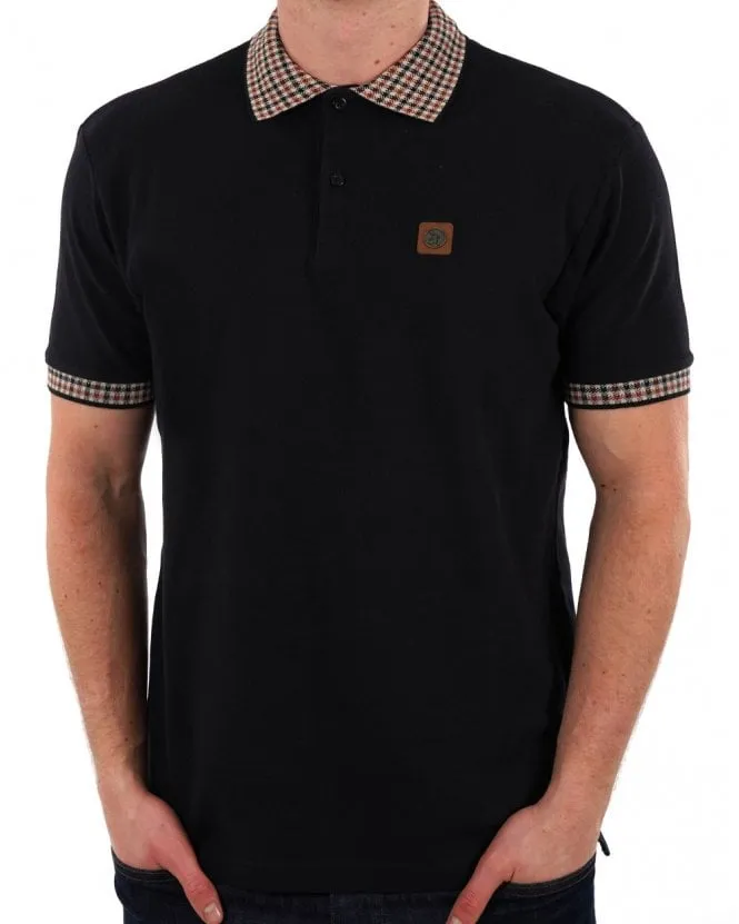 Trojan Gingham Trim Polo Black