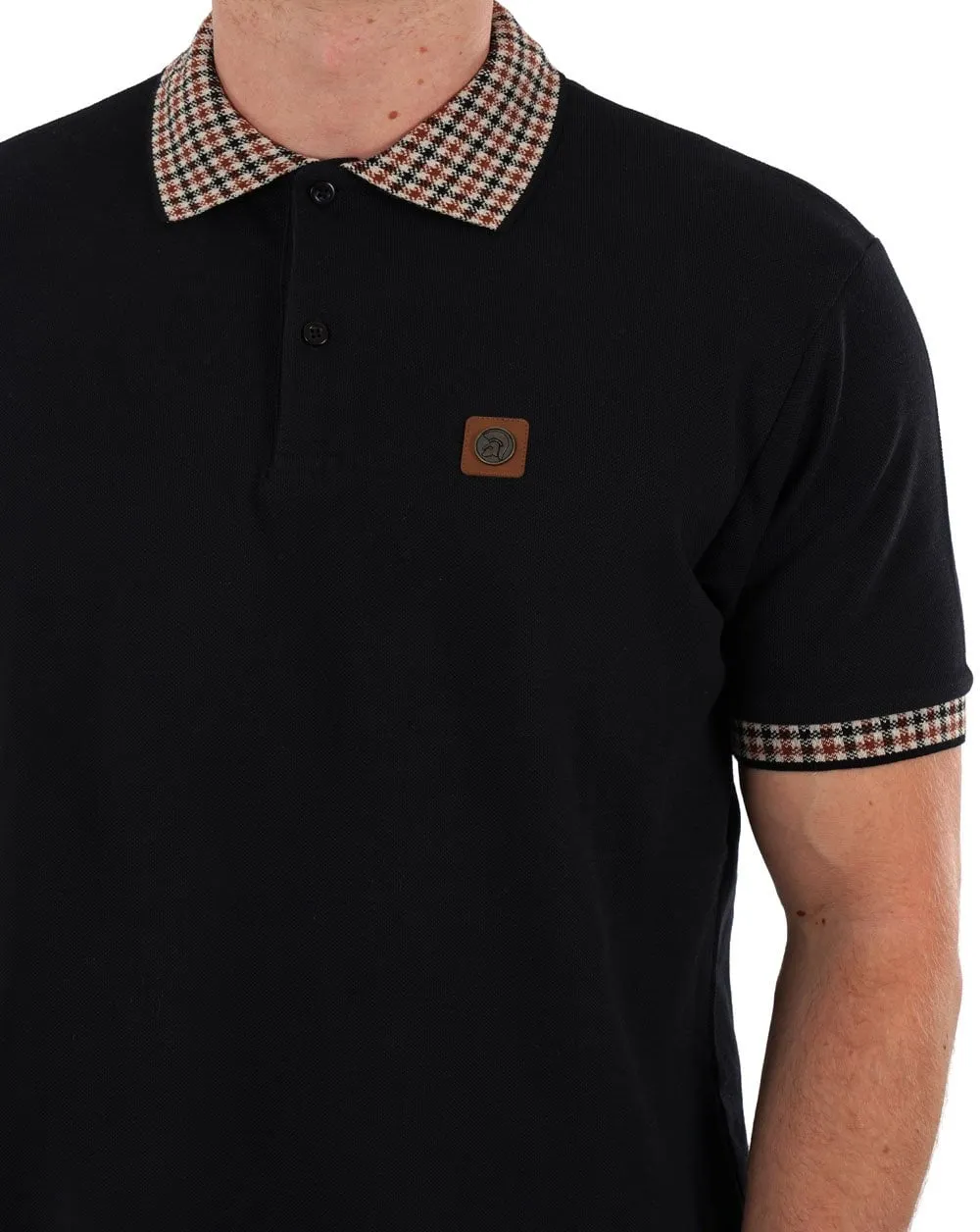 Trojan Gingham Trim Polo Black