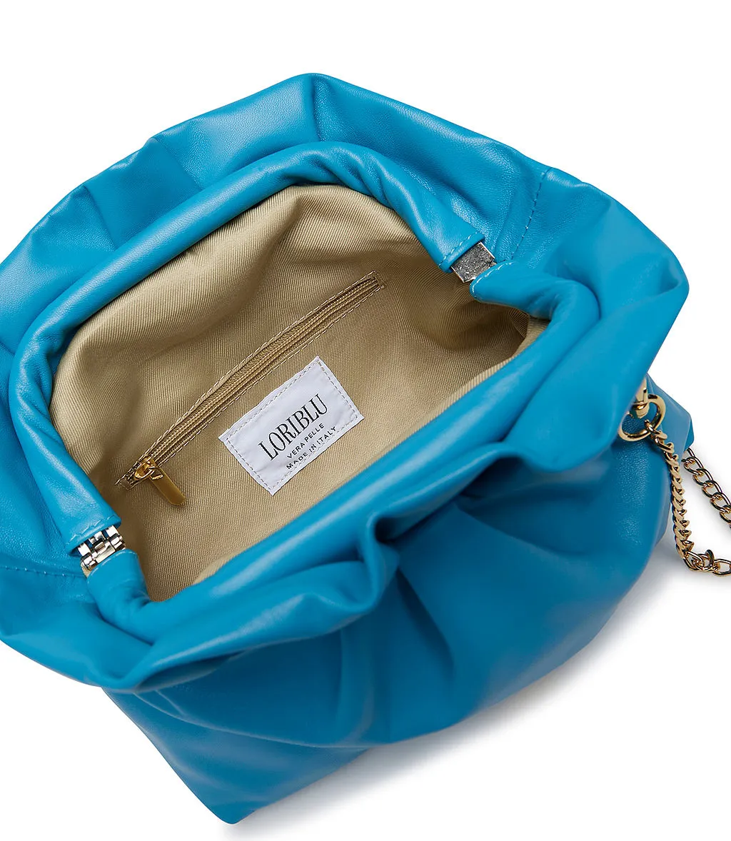 Turquoise leather clutch bag