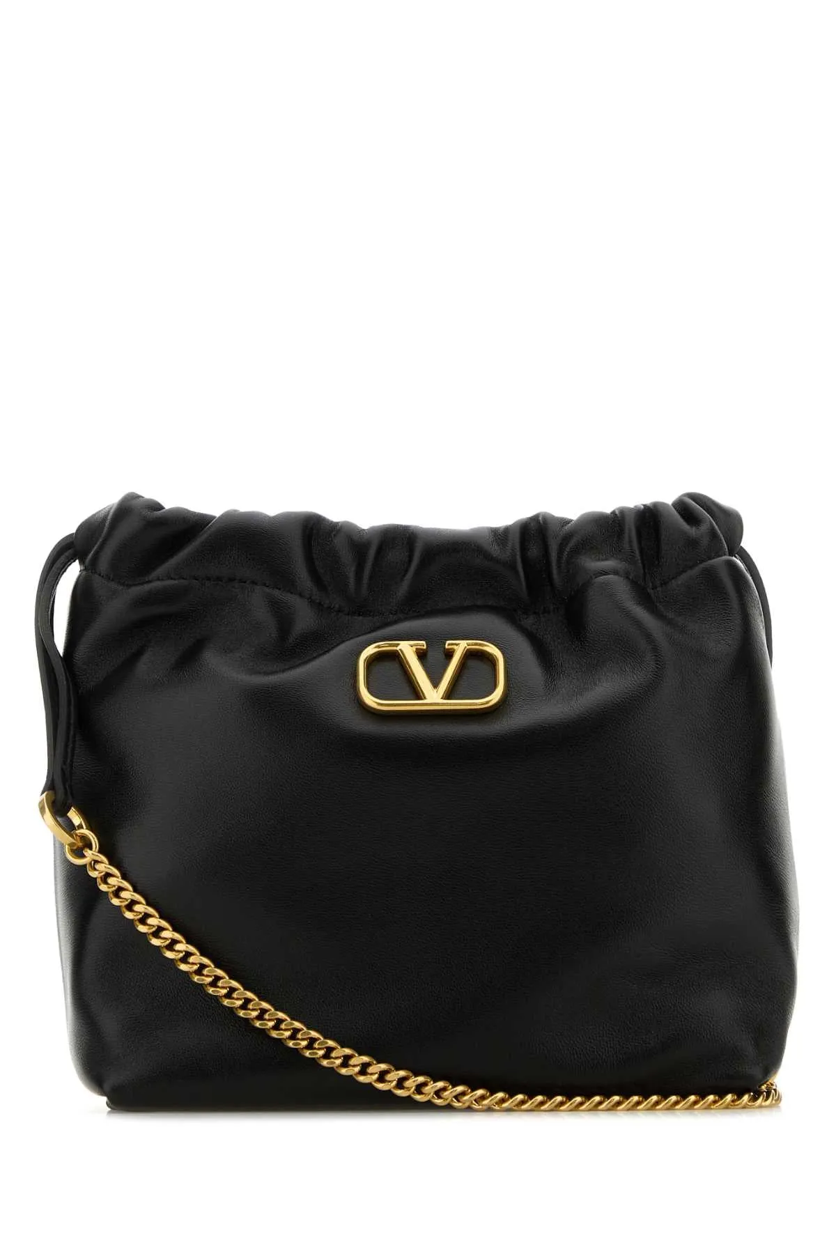 Valentino Garavani Black Leather Bucket Bag