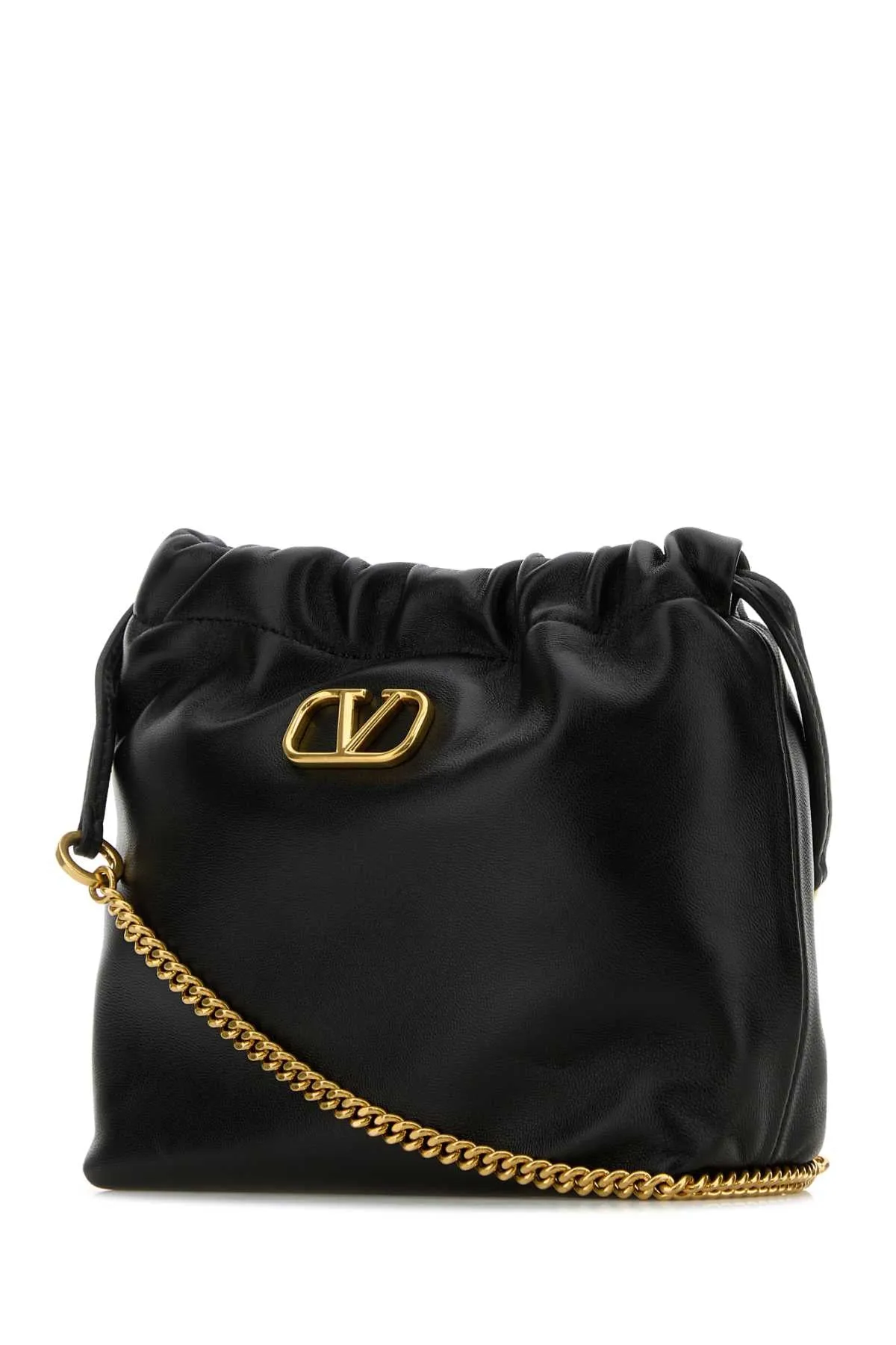 Valentino Garavani Black Leather Bucket Bag