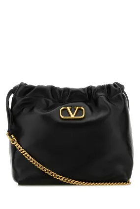 Valentino Garavani Black Leather Bucket Bag