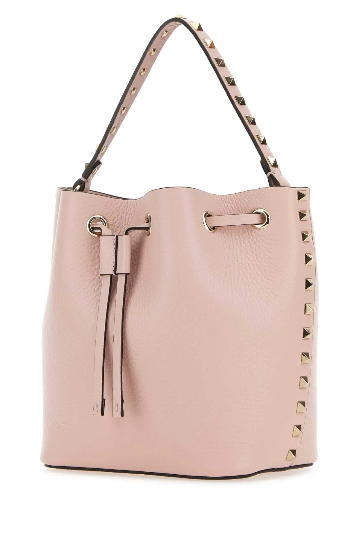 Valentino Garavani Light Pink Leather Rockstud Bucket Bag