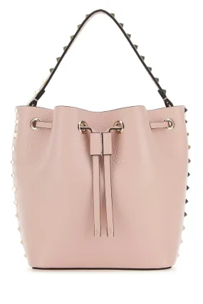 Valentino Garavani Light Pink Leather Rockstud Bucket Bag