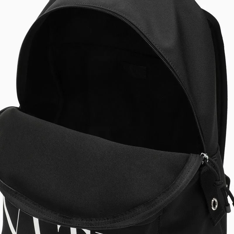 VALENTINO GARAVANI Men's Black VLTN Backpack for SS24 - Nylon with All-Over Logo Print and Frontal Pocket