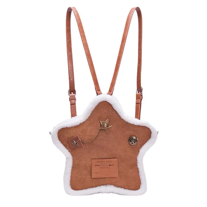 Vanilla Girl Sheepskin Star Backpack