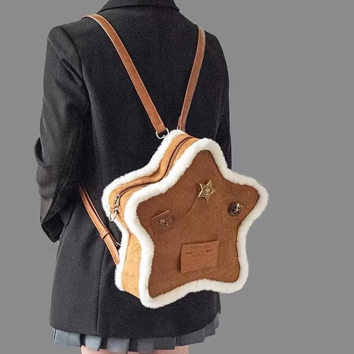 Vanilla Girl Sheepskin Star Backpack