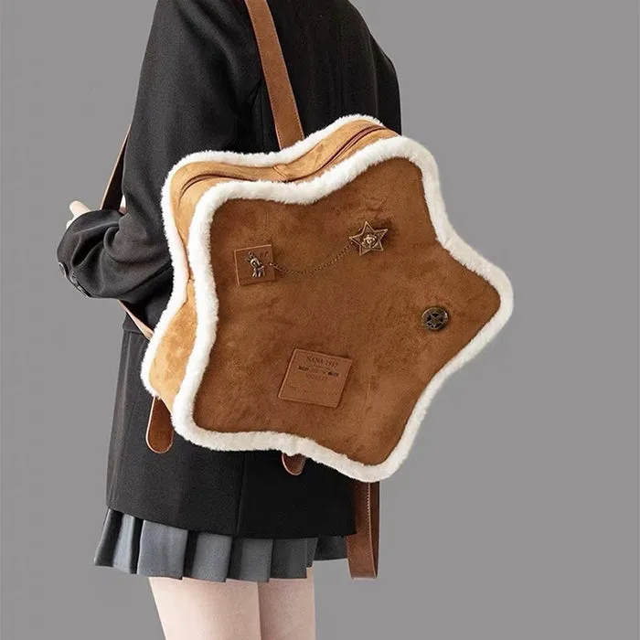 Vanilla Girl Sheepskin Star Backpack