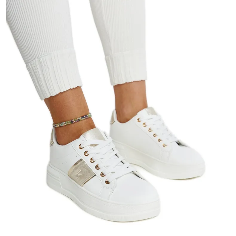 White and gold sneakers with a thick Finestra sole