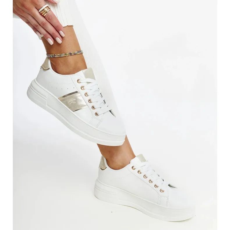 White and gold sneakers with a thick Finestra sole