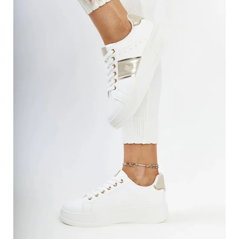 White and gold sneakers with a thick Finestra sole