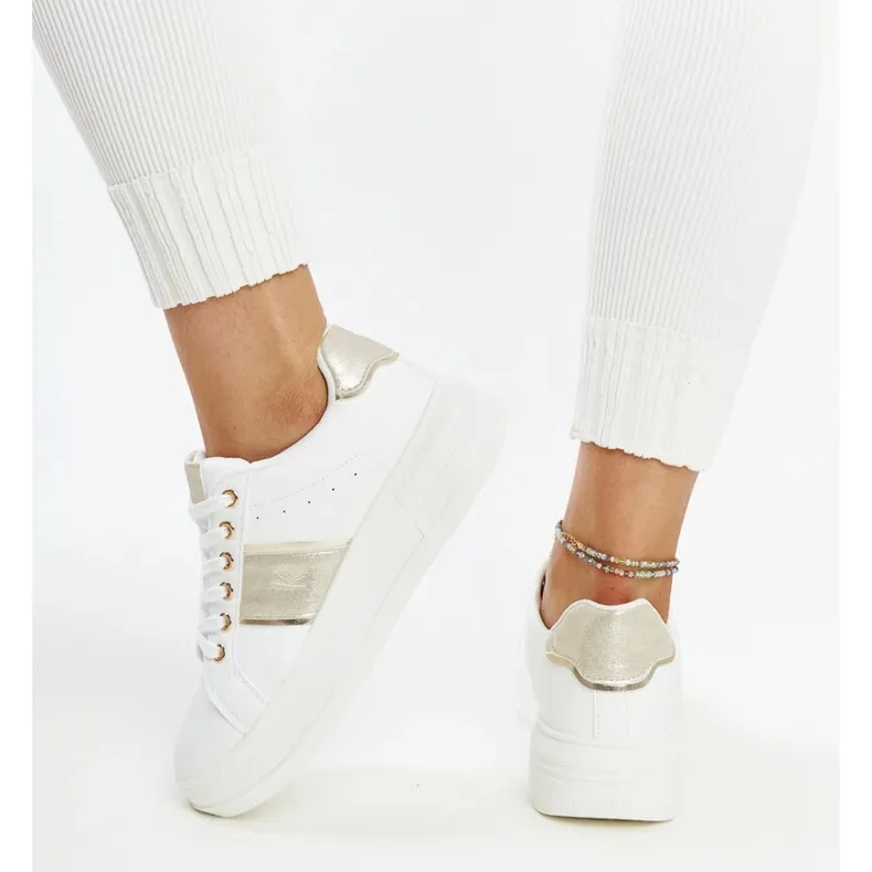 White and gold sneakers with a thick Finestra sole