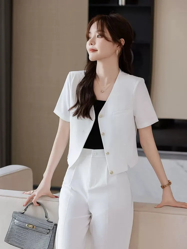 Wide-leg pants suit for women 2024 new summer wear complete set of two-piece age-reducing fashion, foreign style, fashionable an