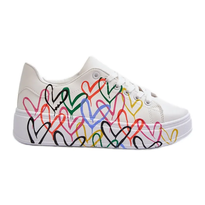 Women's Sneakers With Hearts White Claral