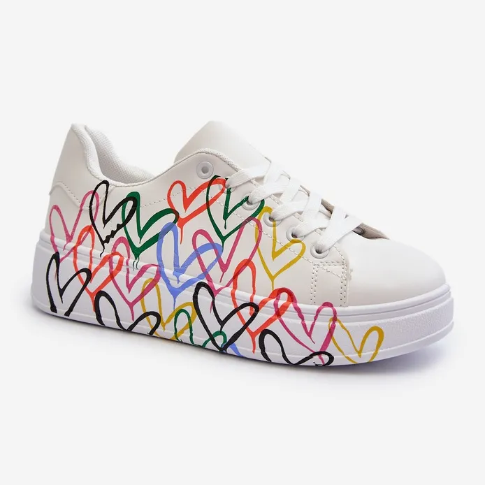 Women's Sneakers With Hearts White Claral