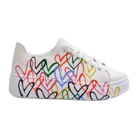 Women's Sneakers With Hearts White Claral