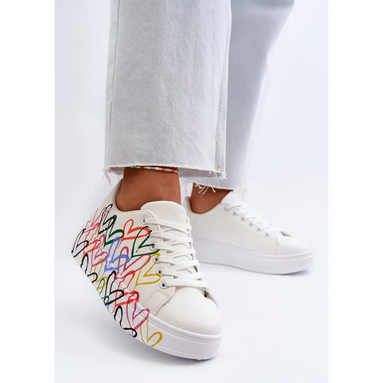 Women's Sneakers With Hearts White Claral