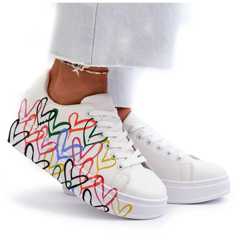 Women's Sneakers With Hearts White Claral