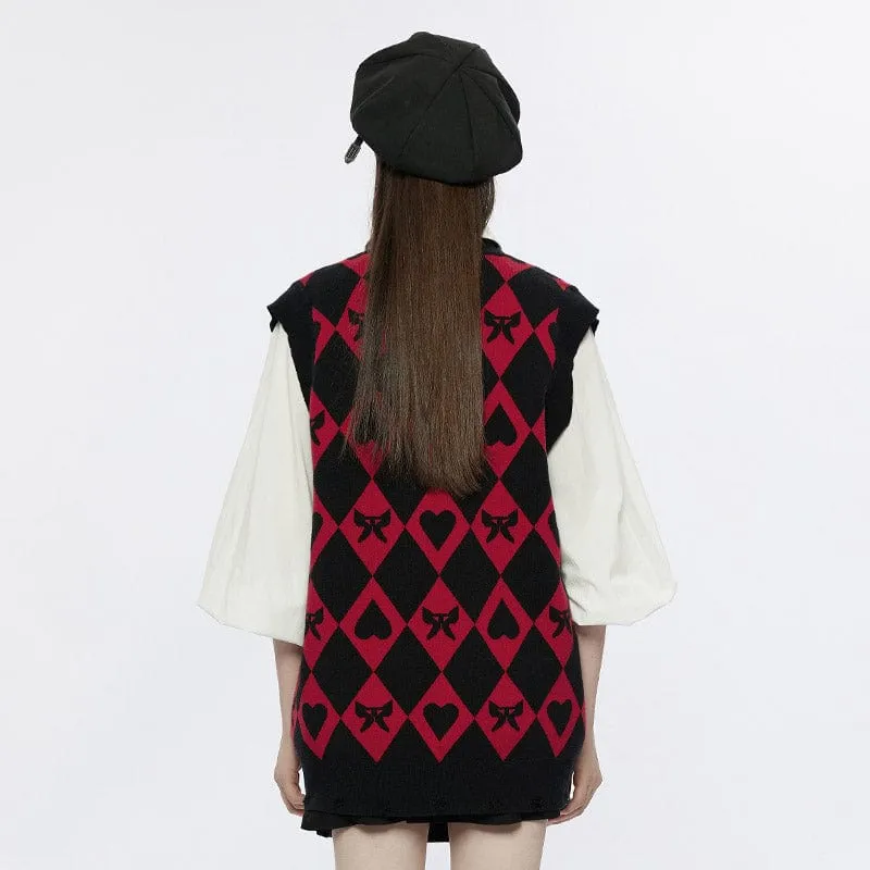 Women's Grunge Rhombic Plaid Vest