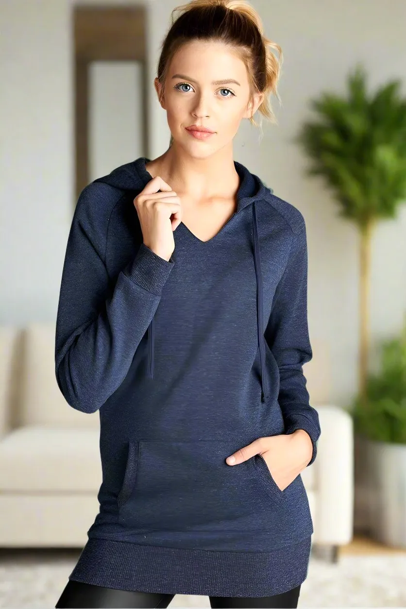 Womens Navy Blue Sweatshirt, Solid Hoodie, Sizes S/M/L, Slim Fit