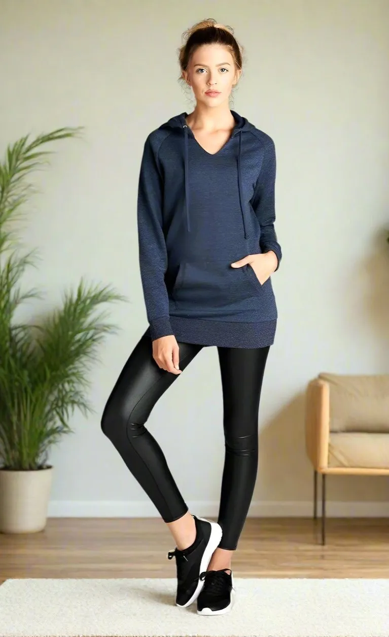 Womens Navy Blue Sweatshirt, Solid Hoodie, Sizes S/M/L, Slim Fit