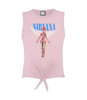 Womens/ladies in utero the ordinary nirvana sleeveless crop top pink Amplified