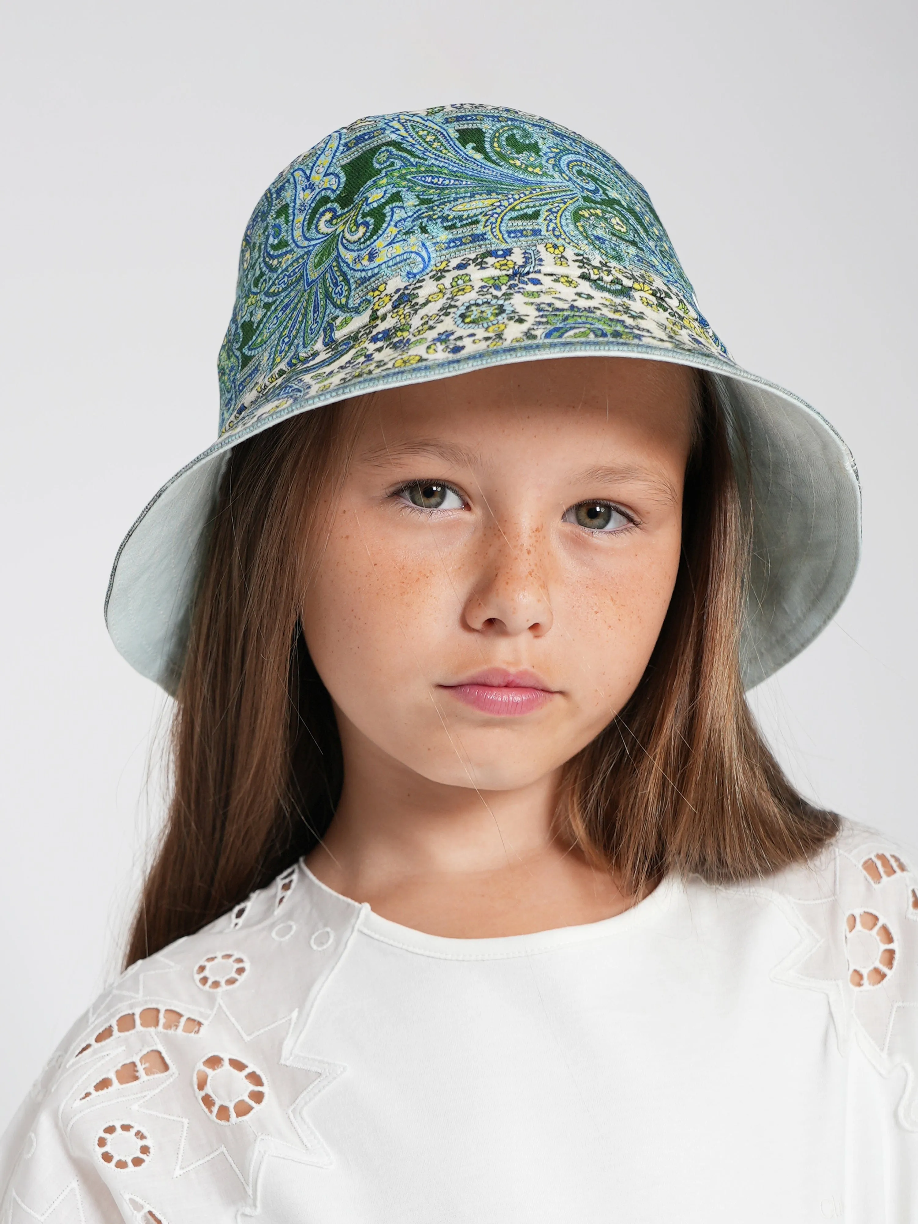 Zimmermann Girls Paisley Bucket Hat in Green